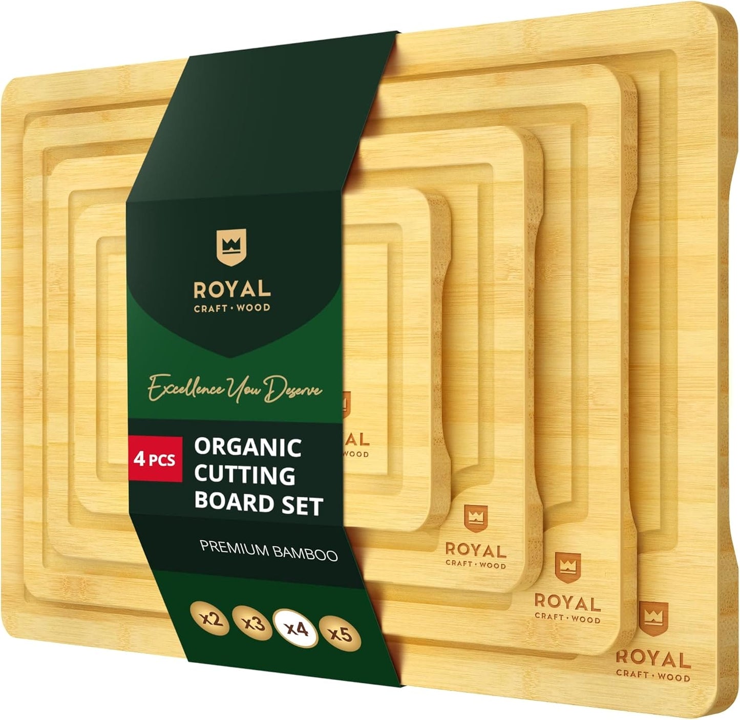 Cutting Board Set of 4, Bamboo