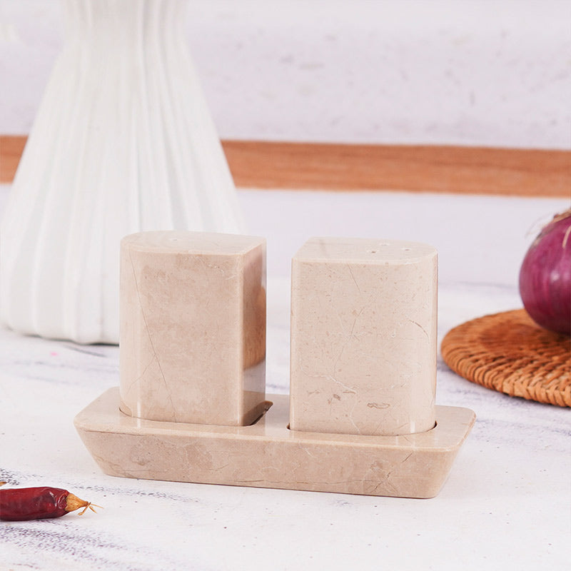 Marble Salt and Pepper Holders for Kitchen Countertop - Salt Shakers