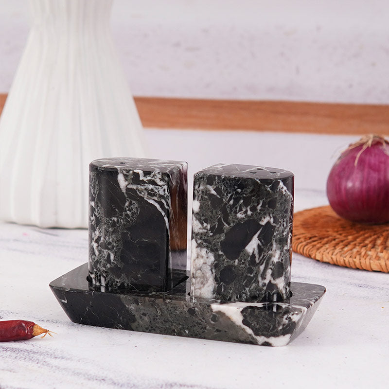 Marble Salt and Pepper Holders for Kitchen Countertop - Salt Shakers