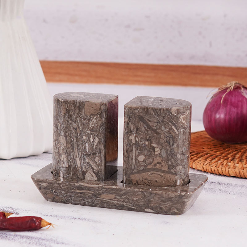 Marble Salt and Pepper Holders for Kitchen Countertop - Salt Shakers