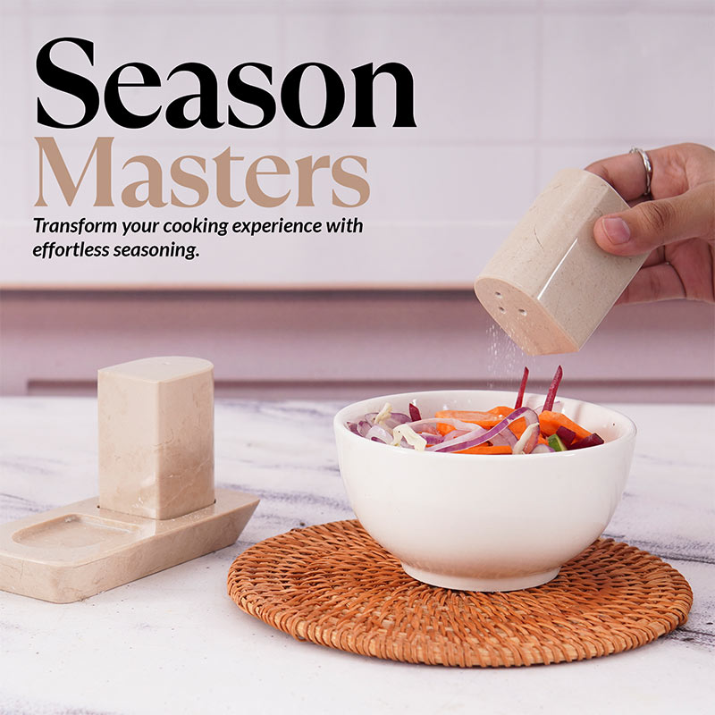 Marble Salt and Pepper Holders for Kitchen Countertop - Salt Shakers