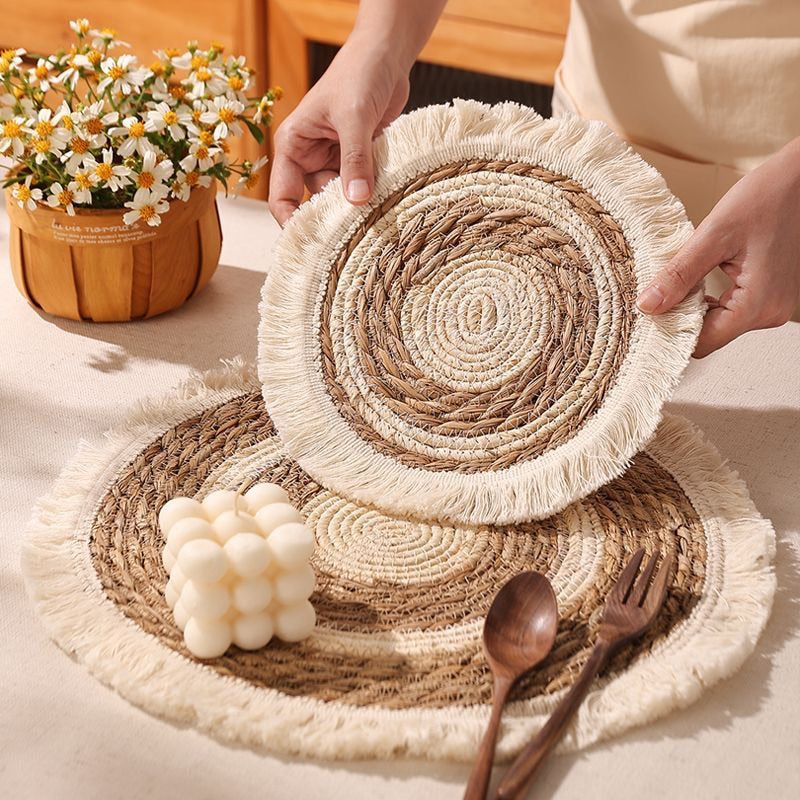 Placemats For Table Handwoven Heat Resistant Pan Mat Anti-Slip Christmas Gift-0