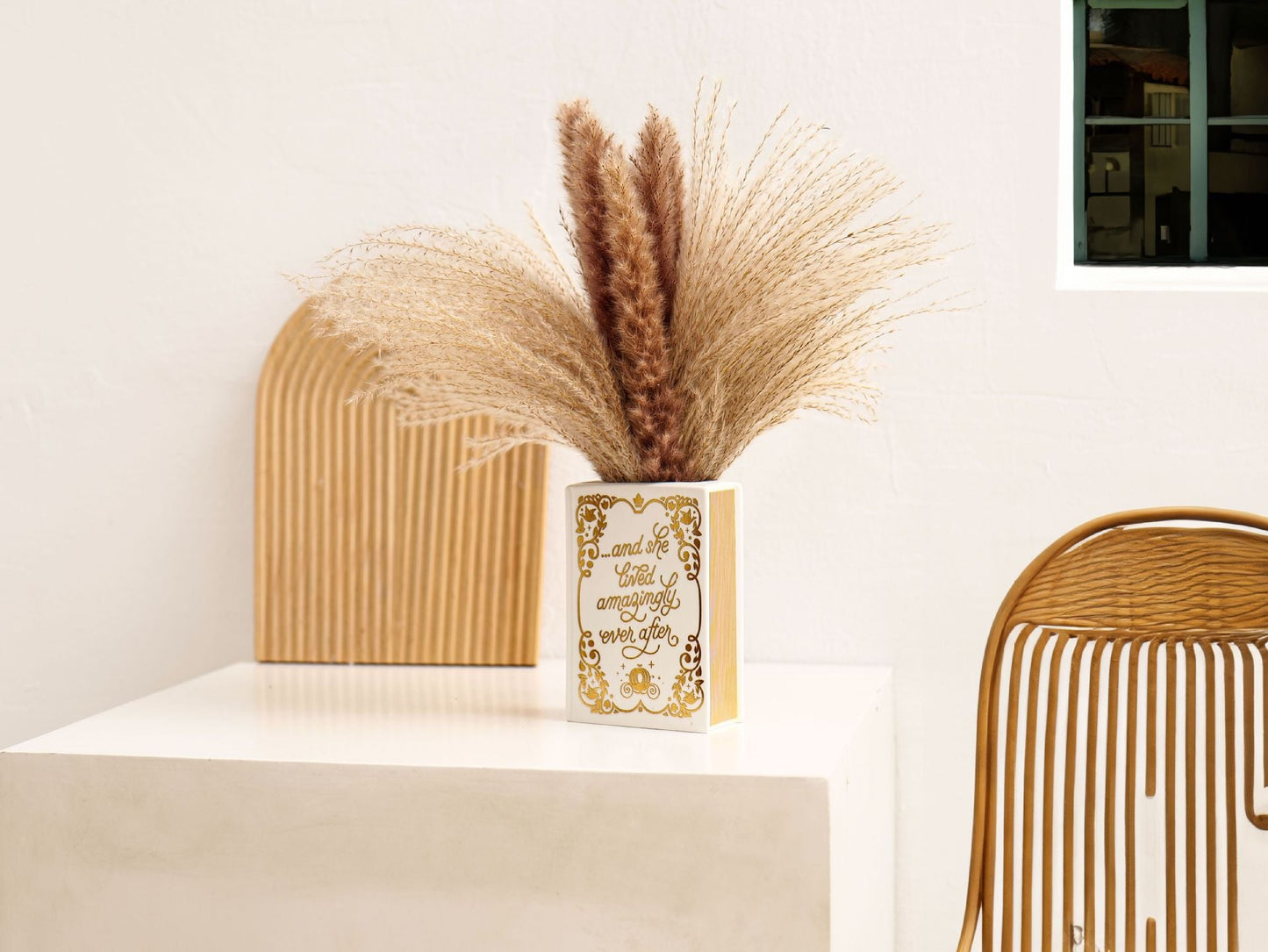 Literary Book Vase - Creative Ceramic Planter & Desk Organizer(Golden Book)-2