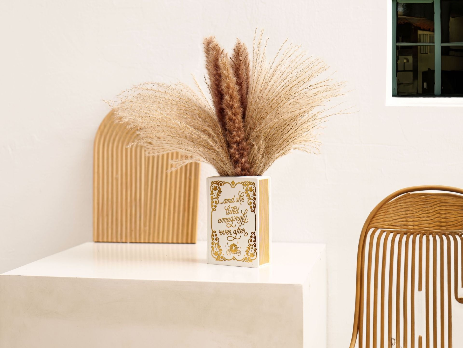 Literary Book Vase - Creative Ceramic Planter & Desk Organizer(Golden Book)-2