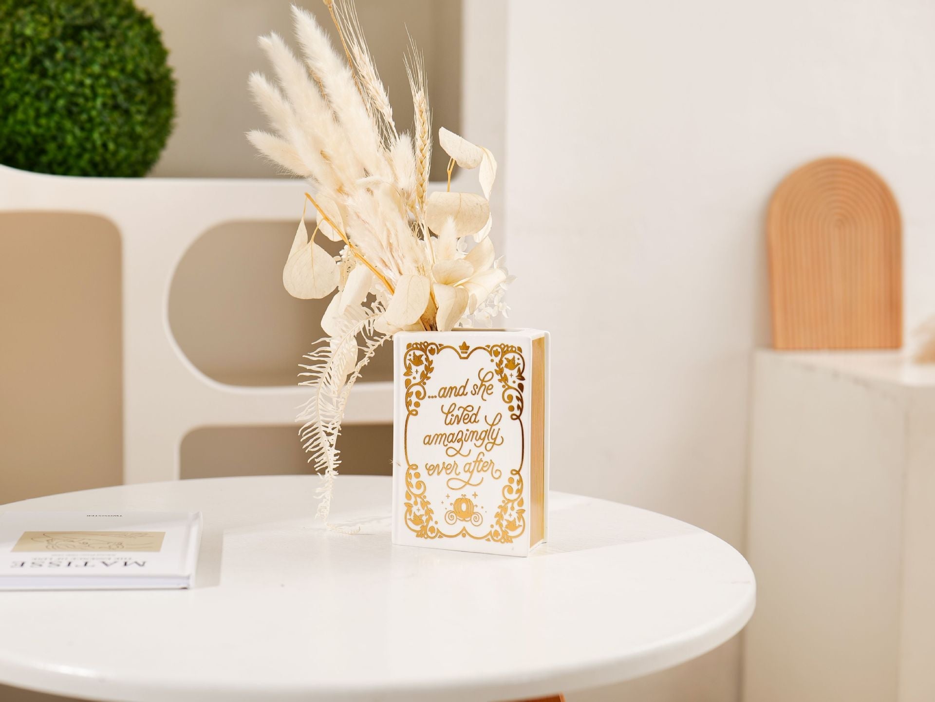 Literary Book Vase - Creative Ceramic Planter & Desk Organizer(Golden Book)-4