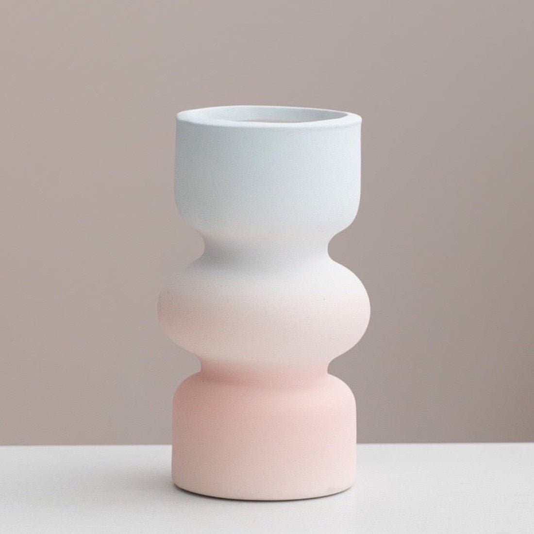 Handmade Ceramic Gradient Vase, Dopamine Geometric Matte Flower Vessels