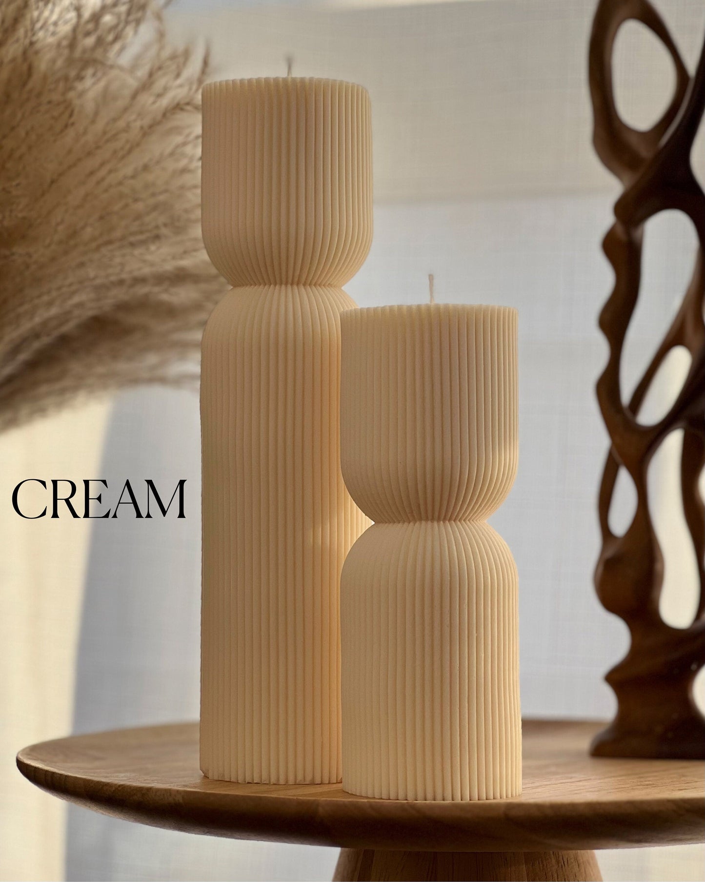 Ribbed Hourglass Pillar Candle
