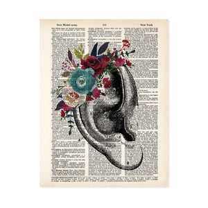 Vintage Ear Etching Floral Wall Art